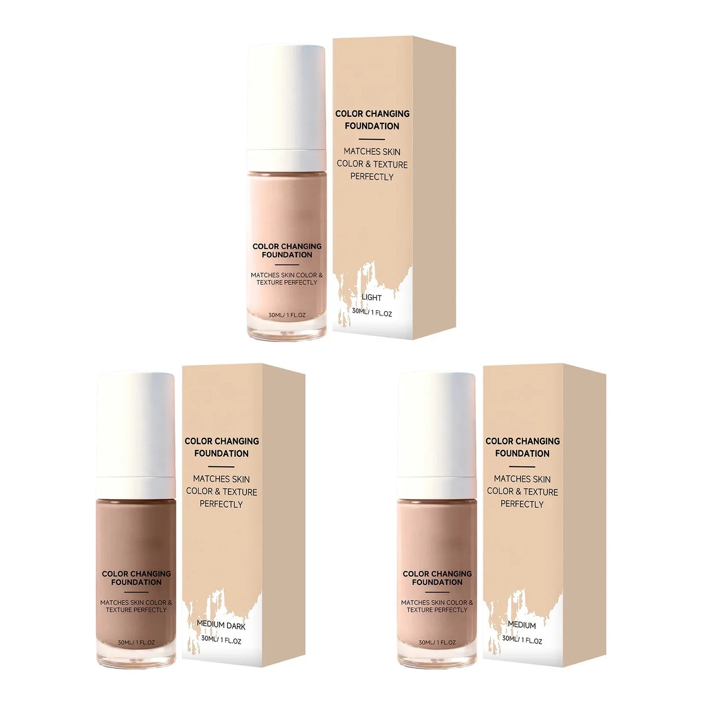 Color Changing Foundation – Full Coverage Waterproof Liquid