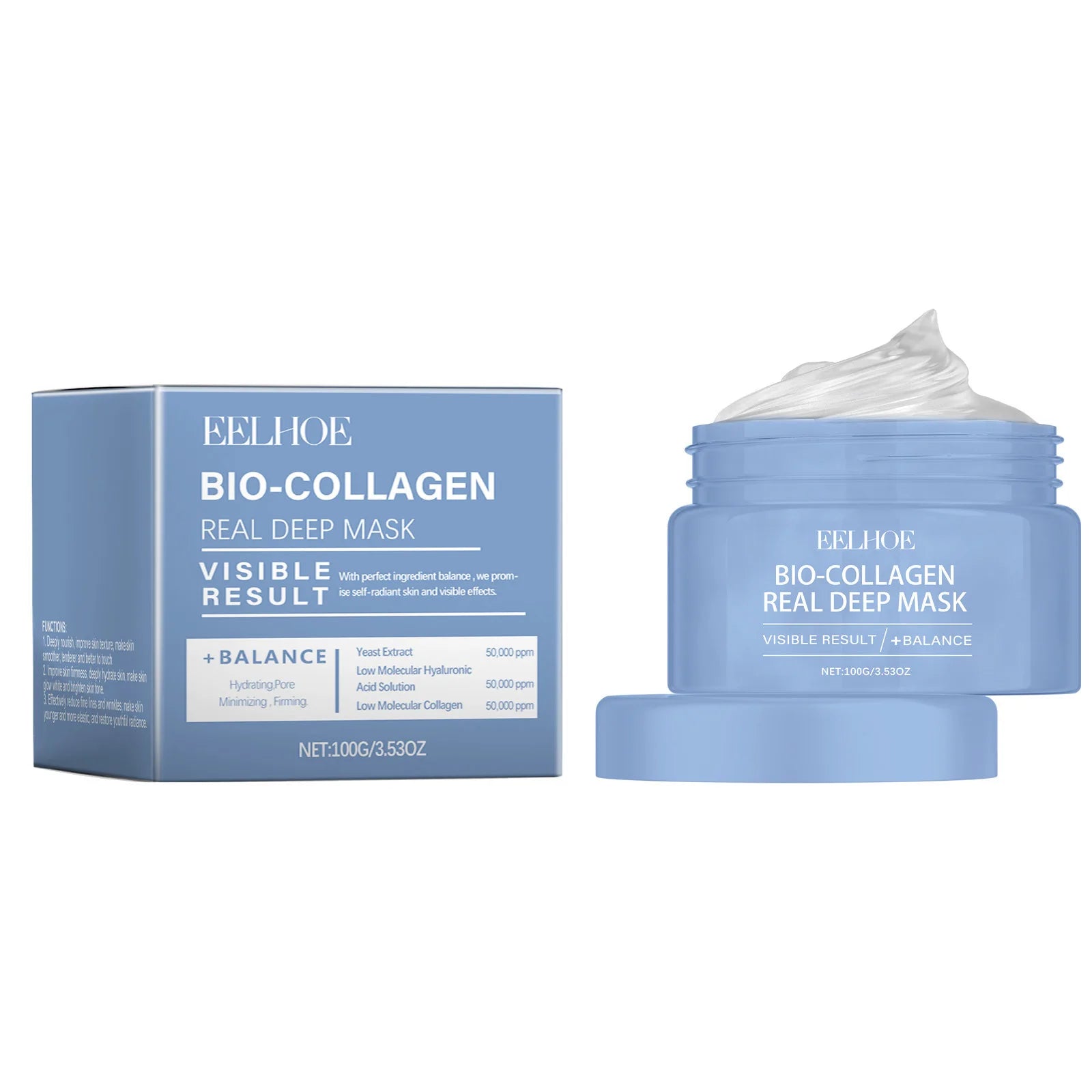 EELHOE Bio Collagen Face Mask Peel Off for Hydration Peaceful Pleasures Health and Wellness 100g Boxed