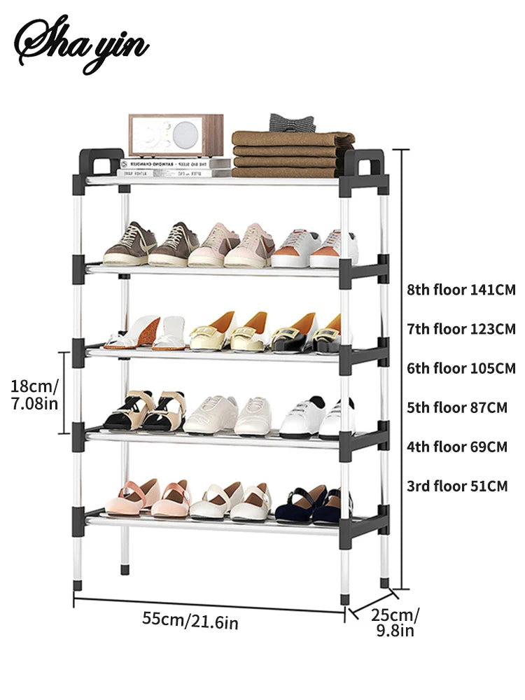 7-Story Aluminum Alloy Shoe Rack Multi-Layer Assembly Dust-Proof Storage for Dormitory Entrance Organizer shoemaker organizer Peaceful Pleasures Health and Wellness