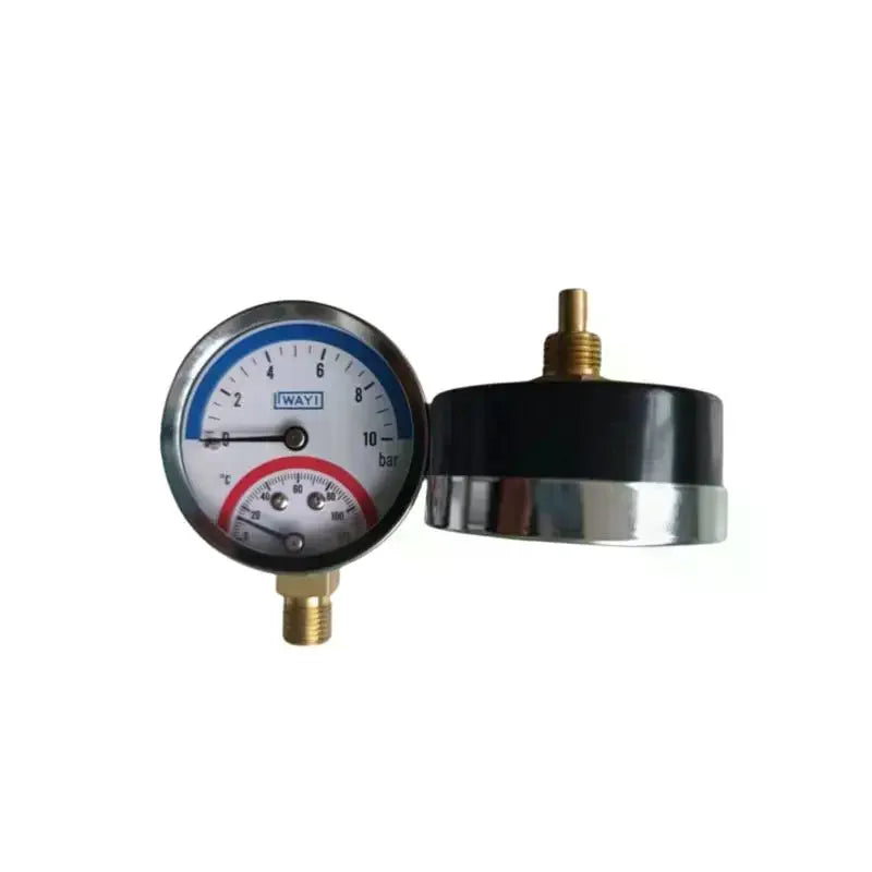 2-in-1 Temperature & Pressure Gauge | 10 Bar 0–120°C Metal