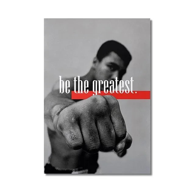 Boxer Wall Poster, Mike Tyson Muhammad Ali Motivational Quote Canvas Painting Prints, Home Decor Pictures for Living Room Peaceful Pleasures Health and Wellness