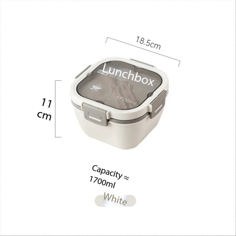 Thickened simple lunch box with lid, microwave-safe salad bowl for office workers and students. Peaceful Pleasures Health and Wellness 1700ml 2