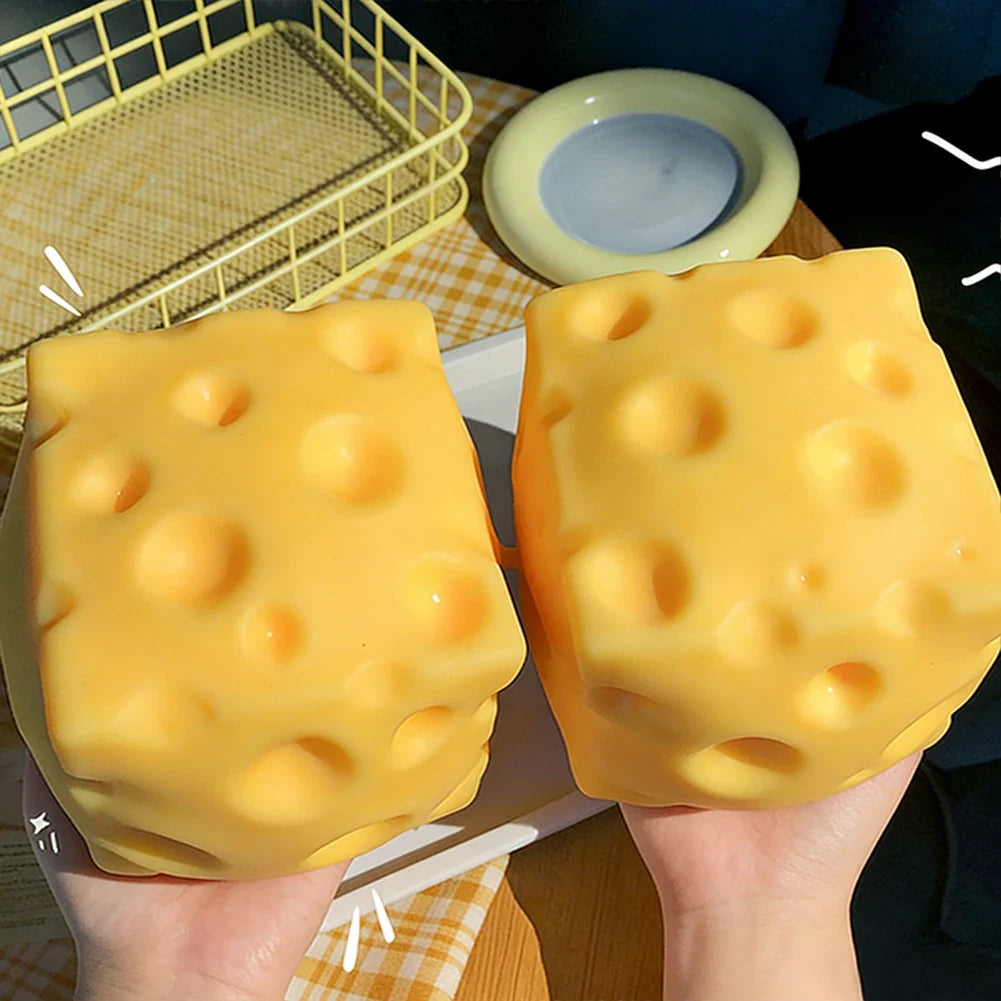 Cute Cheese Squeeze Toy | Soft TPR Mochi Squishy Fidget Toy