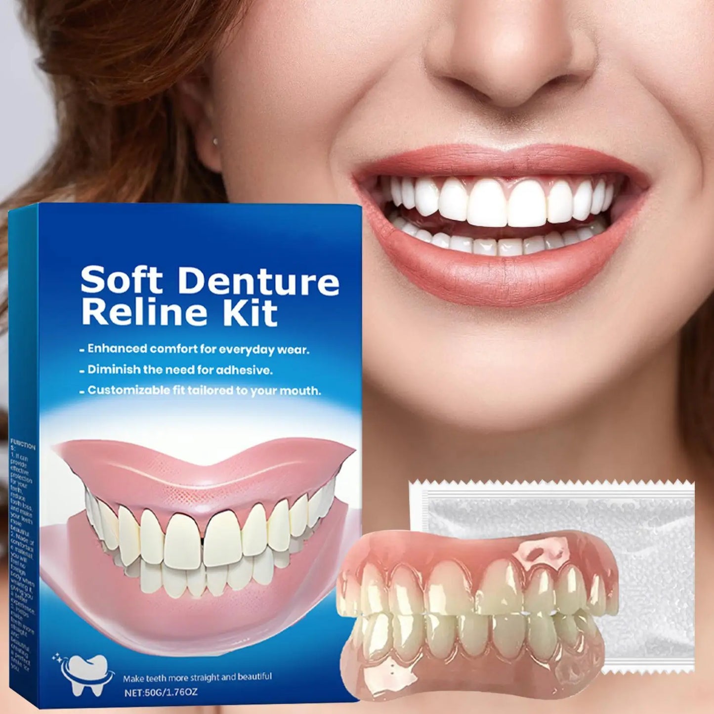 Silicone Denture Kit – Soft Flexible Upper & Lower Teeth Set