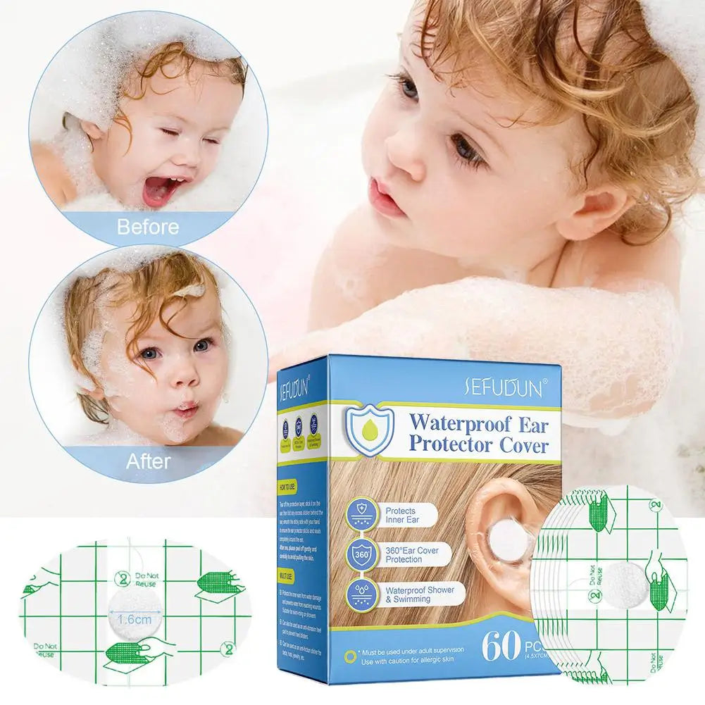 60-Pack Waterproof Ear Stickers for Swimming & Shower | Baby Safe Ear Protection Patches Peaceful Pleasures Health and Wellness