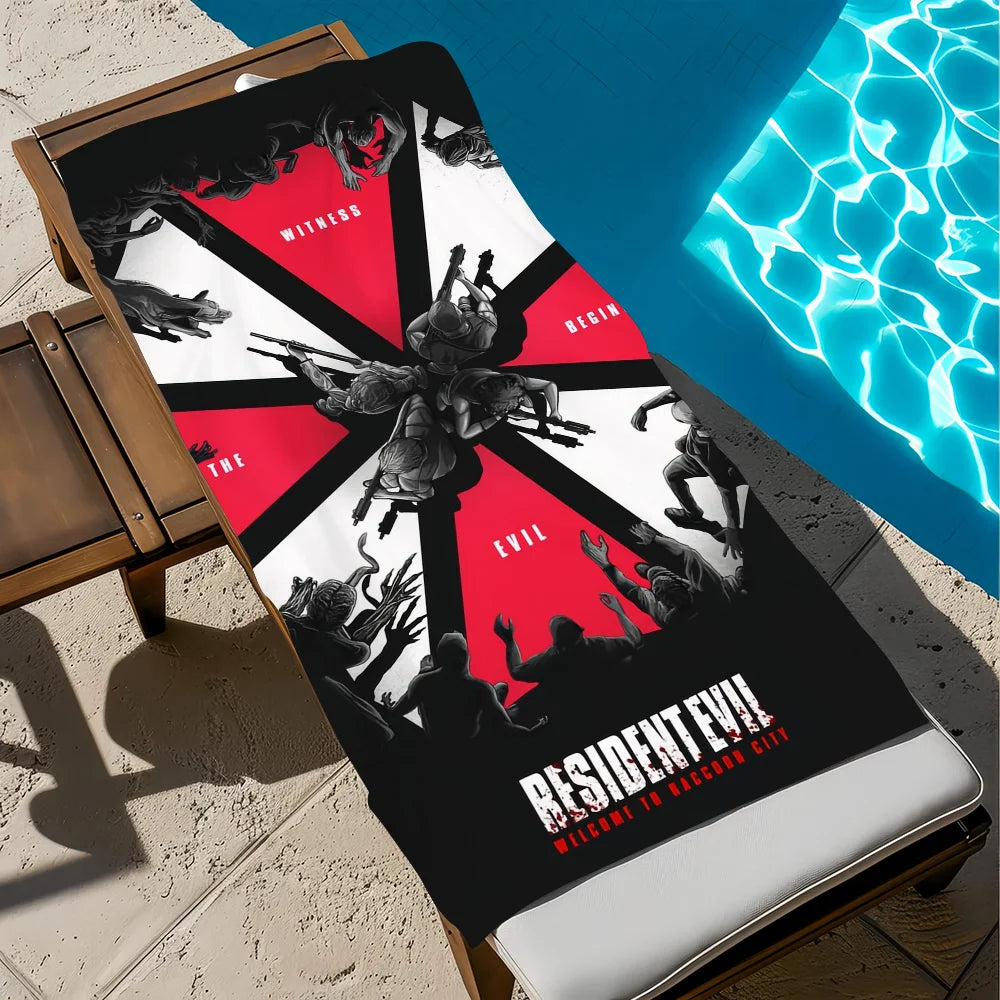 Resident Evil Quick-Dry Beach Towel | Soft Microfiber Pool Towel Quick-Dry Beach Towel Peaceful Pleasures Health and Wellness z4 STJ90x180CM
