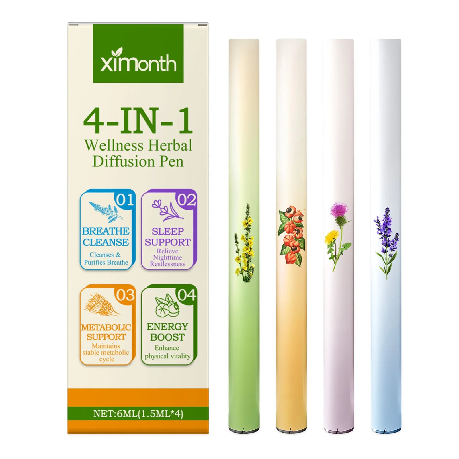Herbals Combination Sticks Natural Aromatherapys Diffuser with Properties for Daily Use Peaceful Pleasures Health and Wellness A