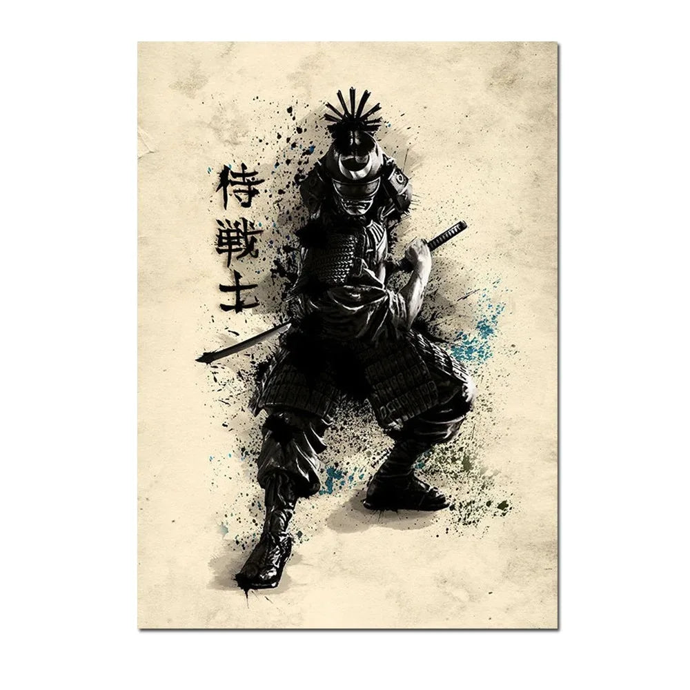 Japanese Samurai Canvas Wall Art | Unframed Poster Print