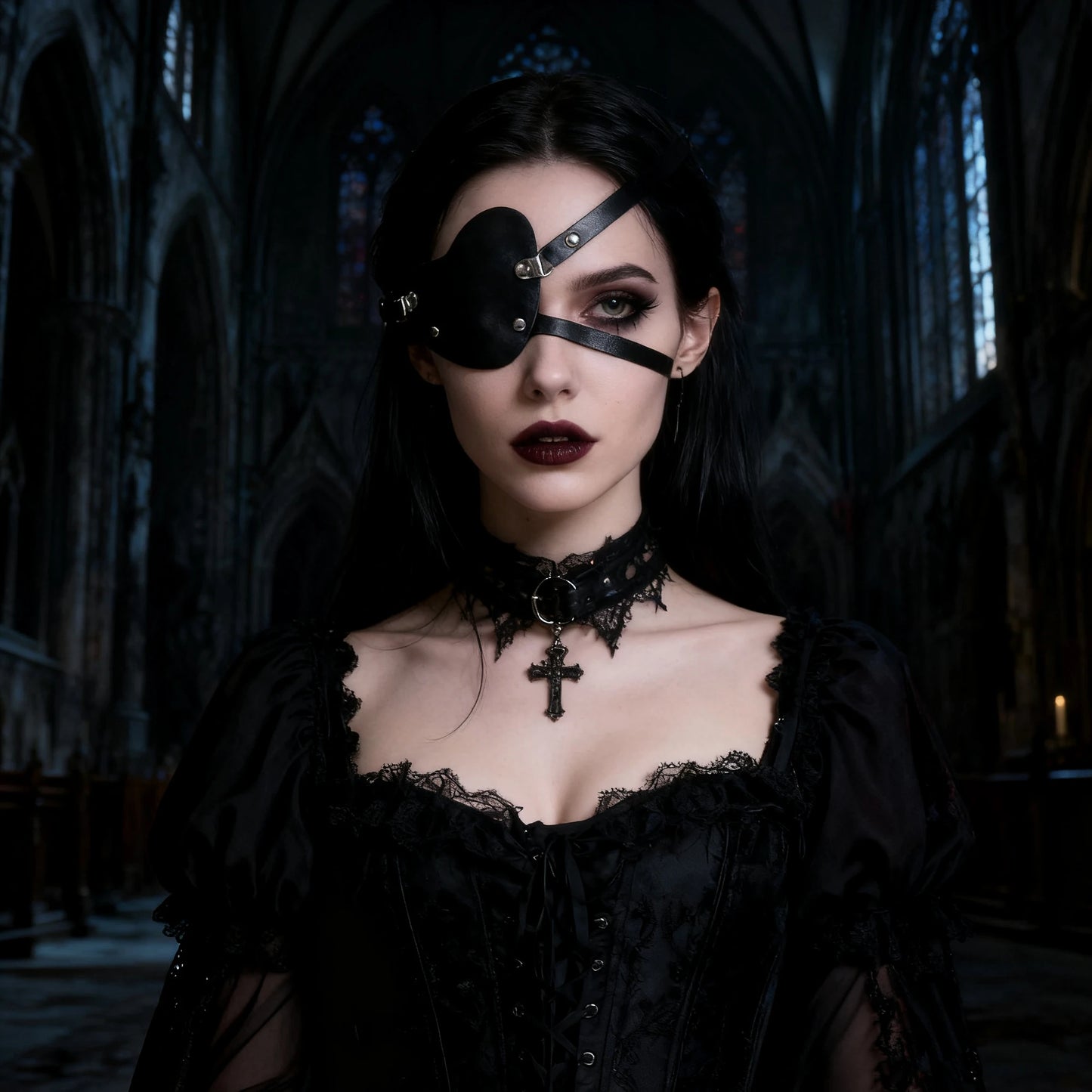Women Sexy Mask Blindfold Cosplay PU Leather Adjustable Masquerade