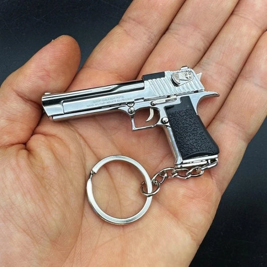Desert Eagle Pistol Model Keychain 1:4 Scale Alloy Metal Mini Toy Gun For Adults Kids Christmas Gift Peaceful Pleasures Health and Wellness Bright Silver