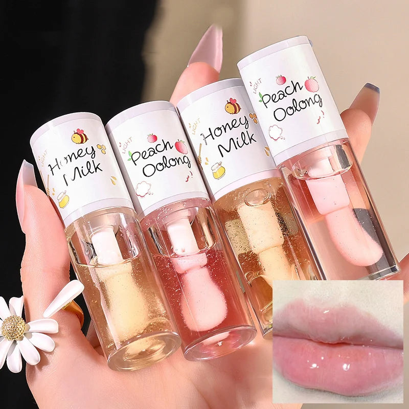 K-Beauty Lip Gloss Oil | Moisturizing Jelly Lip Balm & Brush