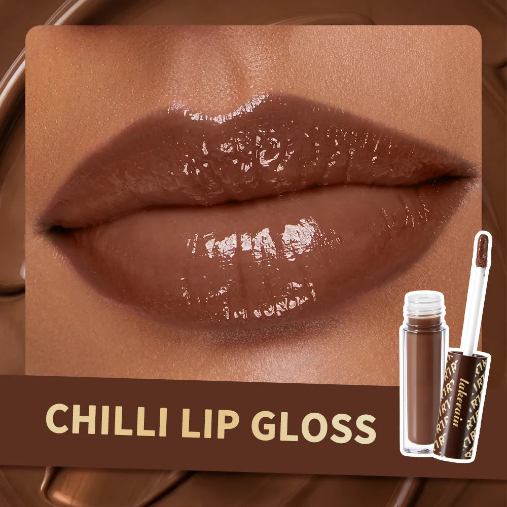 Chocolate Chilli Lip Gloss Lip Gloss Instant Plump Lips Mirror Gloss Finish Moisturizing Non-drying Lip Plumper Lipstick Makeup Peaceful Pleasures Health and Wellness