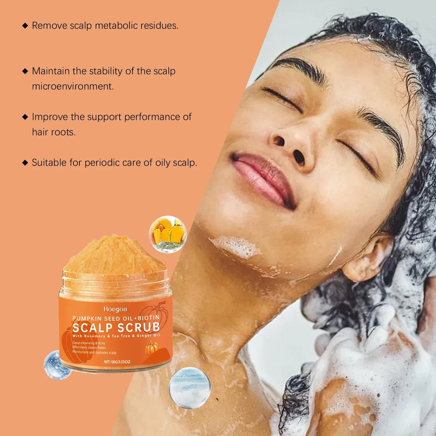 HOEGOA Pumpkin Scalp Scrub + Massage Comb | Tea Tree 100g