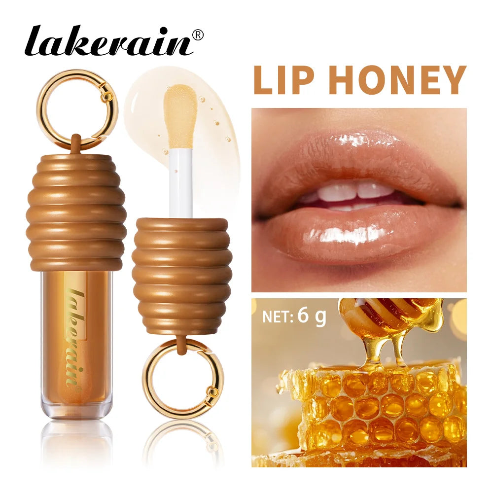 Lakerain Honey Lip Gloss Long Lasting Moisturized Glossy Texture Lightweight Non-sticky Gorgeous Glossy Finish Smooth Lip Makeup Peaceful Pleasures Health and Wellness LIP HONEY