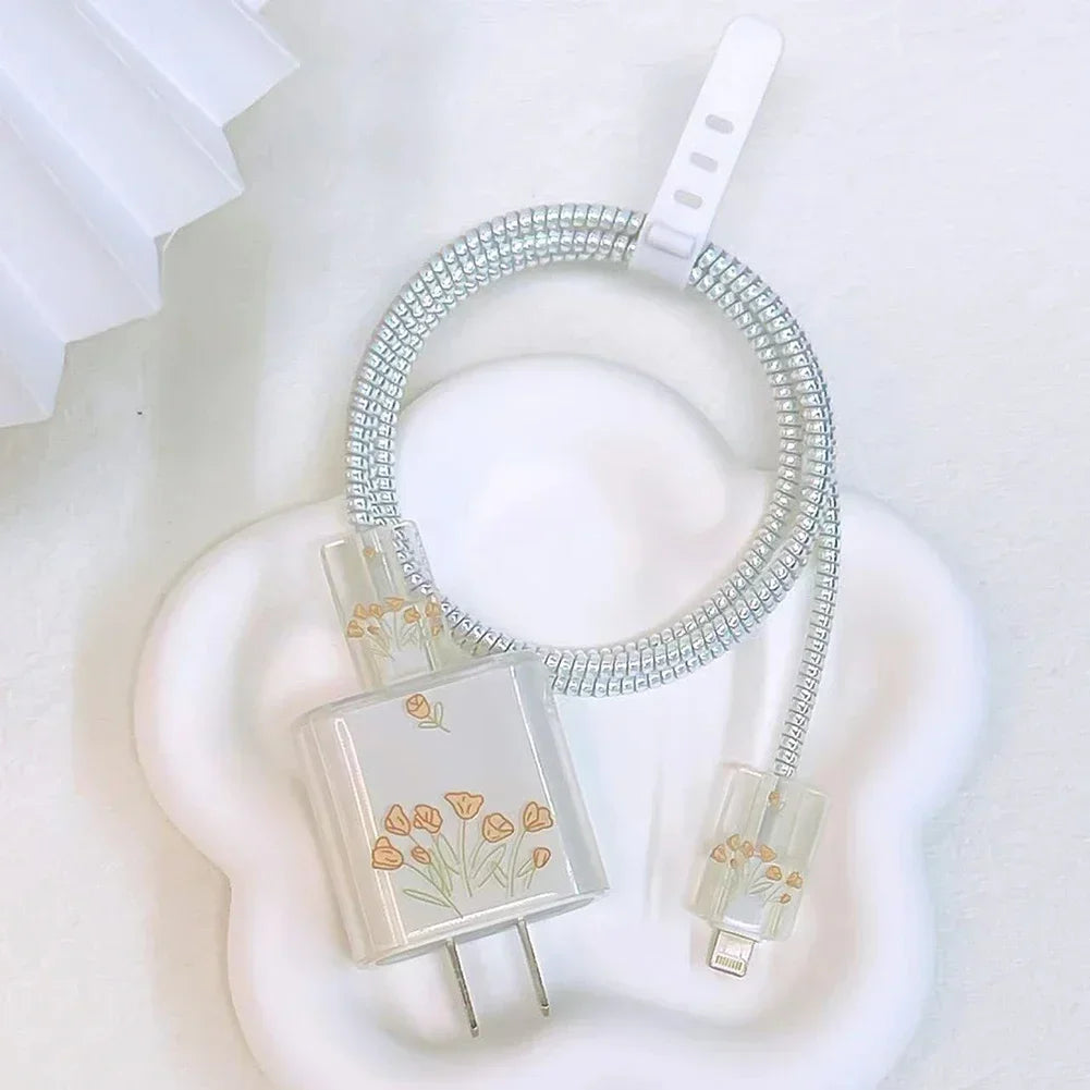 Cute iPhone 20W Charger Cover & USB Cable Winder Protector