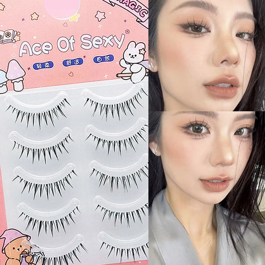 5 Pairs V-Shaped Cluster False Eyelashes | Natural Wispy Lashes False Eyelashes Peaceful Pleasures Health and Wellness