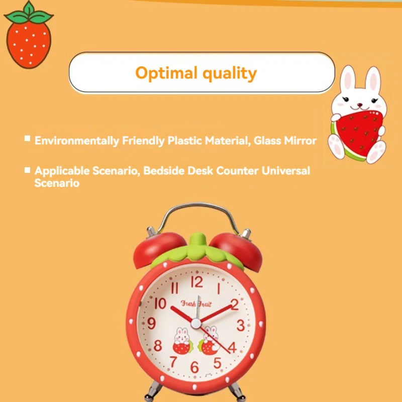 Cute Strawberry Alarm Clock with Night Light for Kids & Dorms