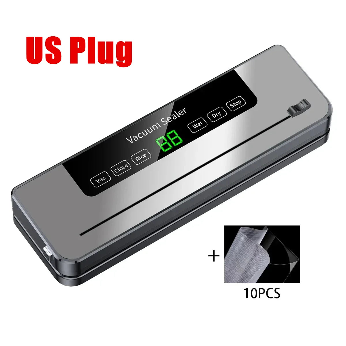 Electric Vacuum Sealer with Built-In Cutter | Dry & Wet Food
