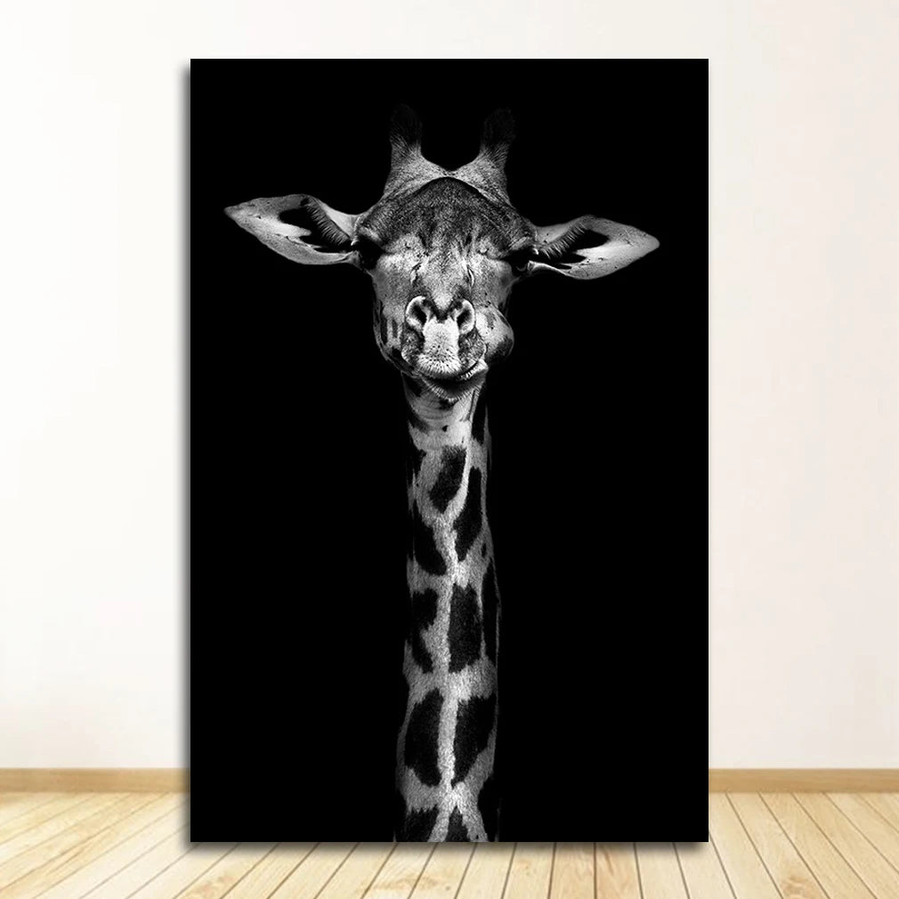 Black & White Animal Canvas Wall Art | Zebra Lion Leopard