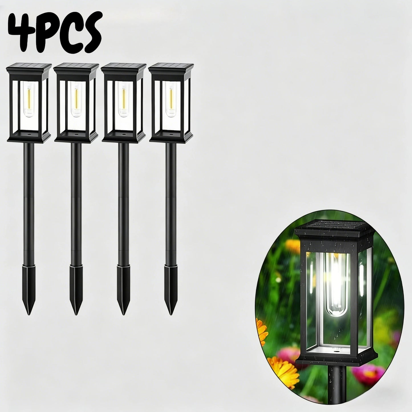 Solar Garden Spike Lights | Vintage Edison Bulb Outdoor Path Lamp