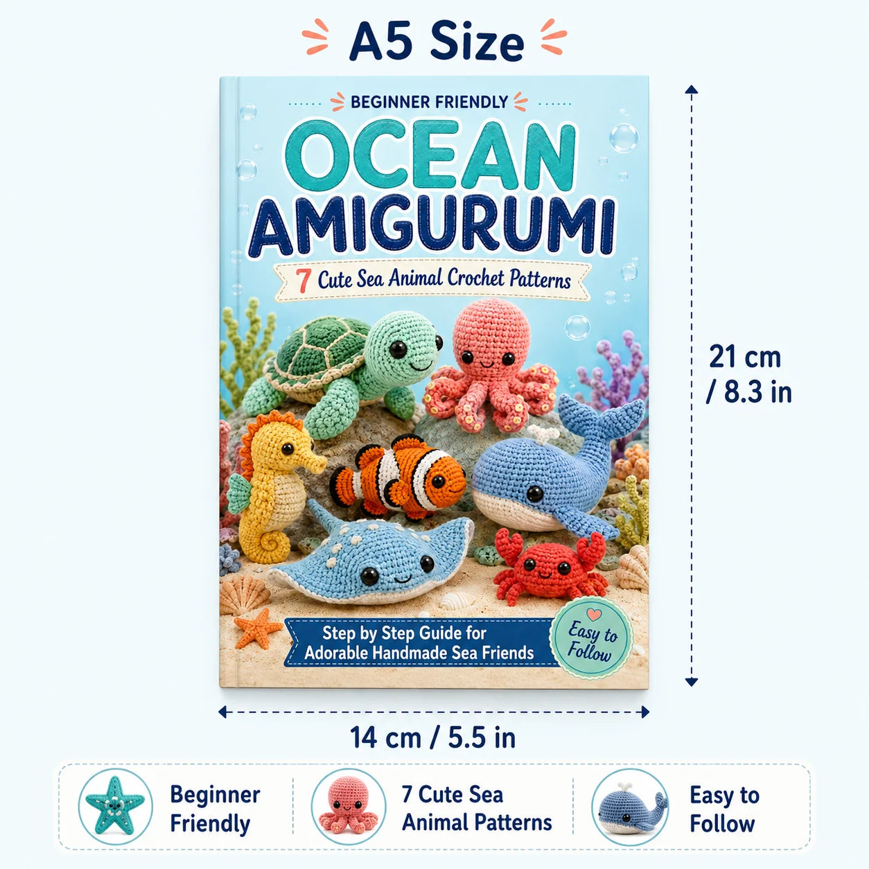 Beginner Crochet Book 7 Easy Step Cute Ocean Amigurumi Patterns