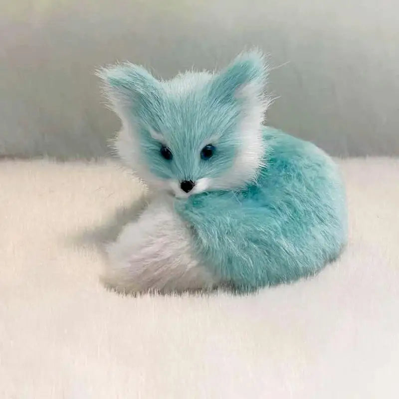 Mini Plush Fox Figurine Set – Lifelike Faux Fur Home Decor