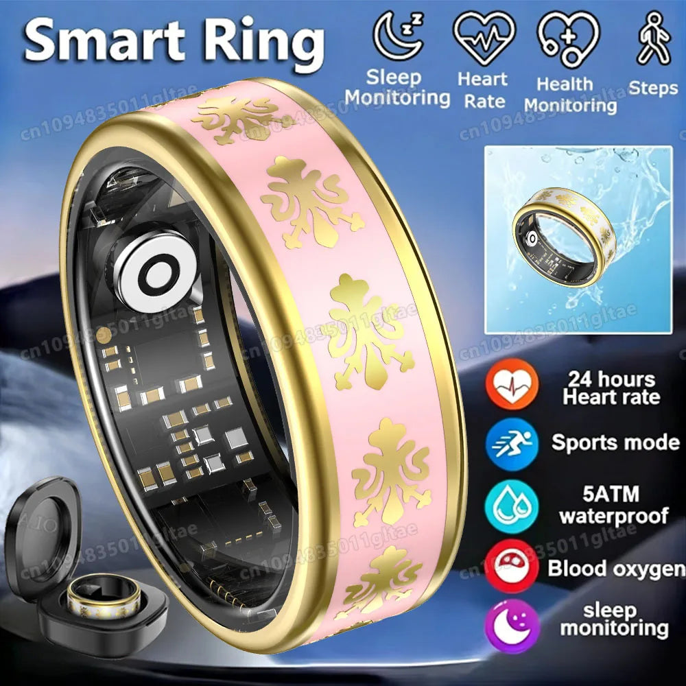2026 New Enamel Smart Ring Heart Rate Blood Oxygen Sleep Monitor Gesture Video Navigation Family Care 5ATM Waterproof Smartring Peaceful Pleasures Health and Wellness