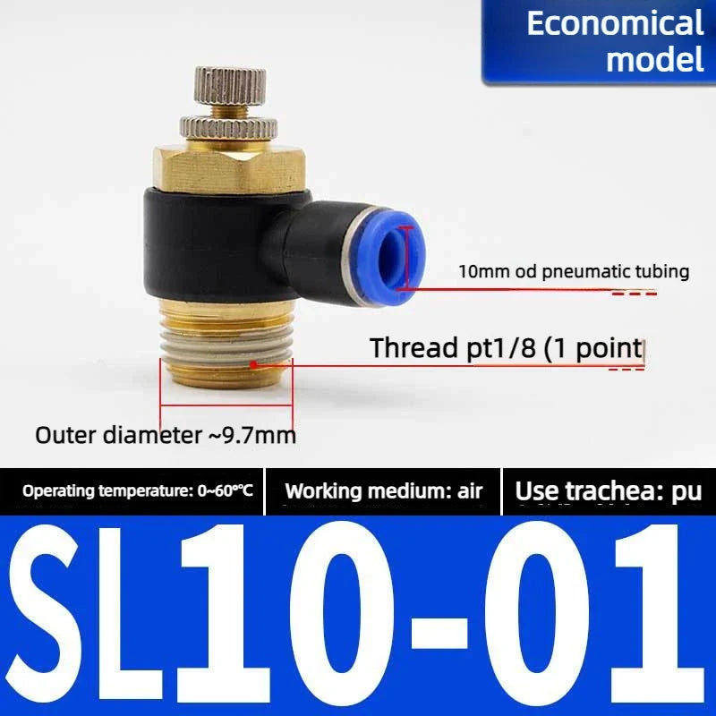 Quick Connect Pneumatic Air Speed Throttle Valve SL 4–12mm