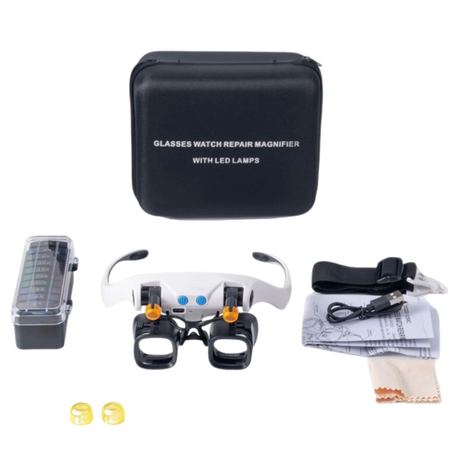 Jewelers Magnifying Glass with LED & Interchangeable Lens High-Definition Magnifying Glass Head-Mounted Magnifier For Close Work Peaceful Pleasures Health and Wellness A