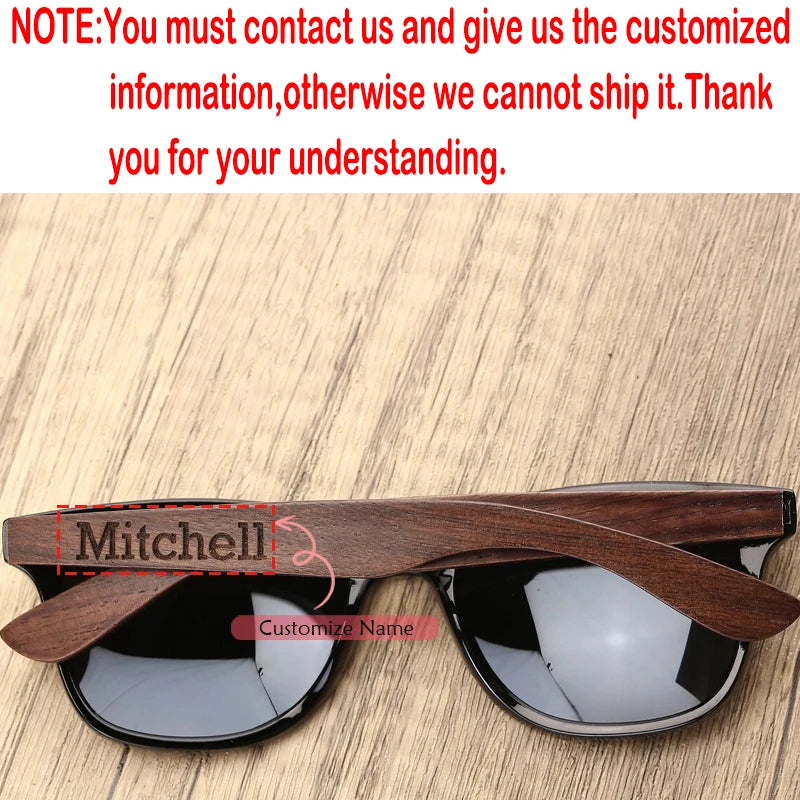 Personalized Walnut Wood Sunglasses | Groomsmen Gift Engraved