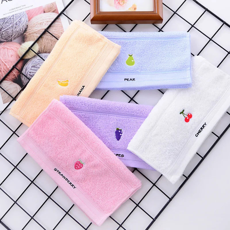 Fruit Embroidered Cotton Hand Towels Set of 5 – Soft & Absorbent