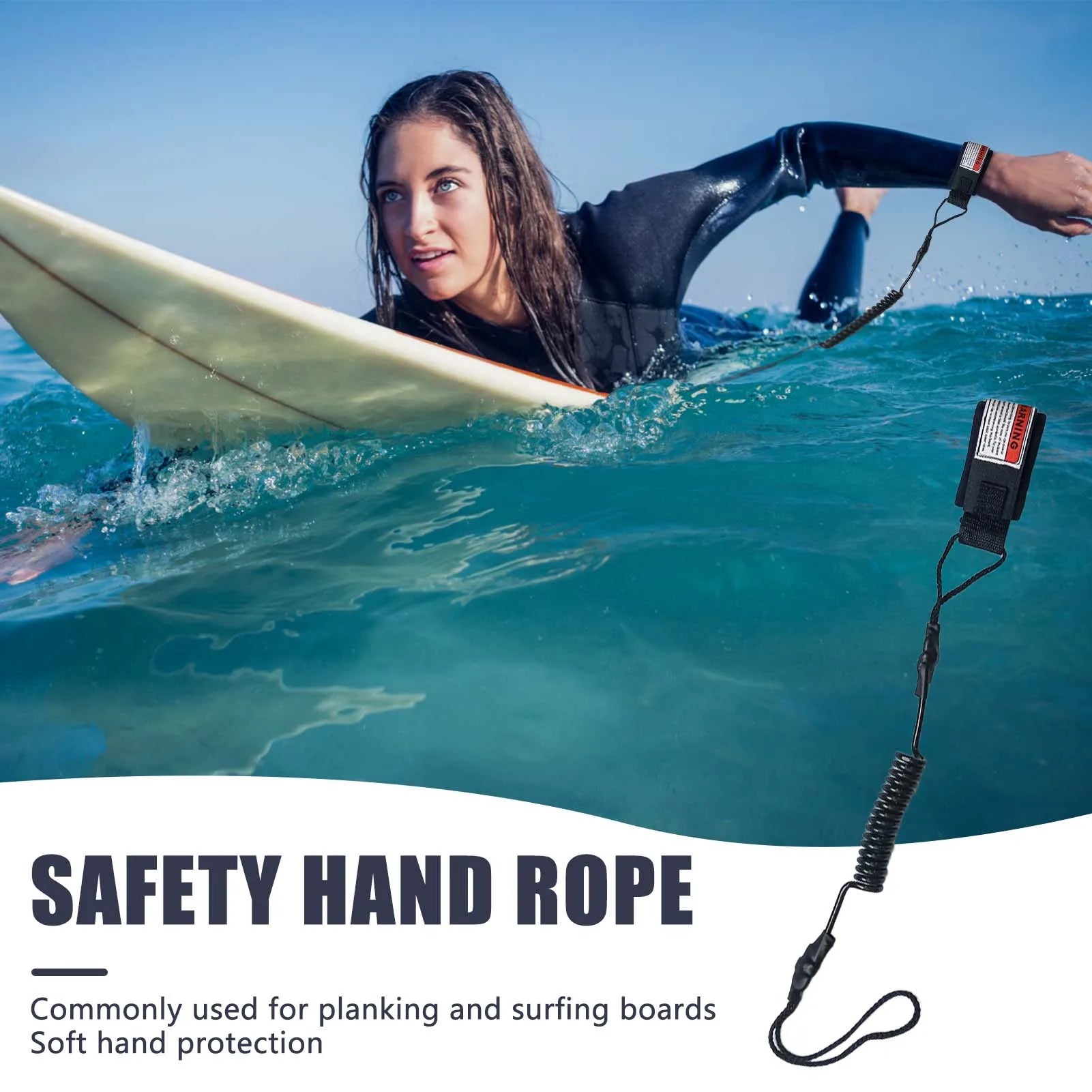 1Pcs New Hot Surf Leash Safety Hand Rope Hook and Single-Wrap Strap Coiled Bodyboarding Leash Suitable for Small to Medium Waves Peaceful Pleasures Health and Wellness