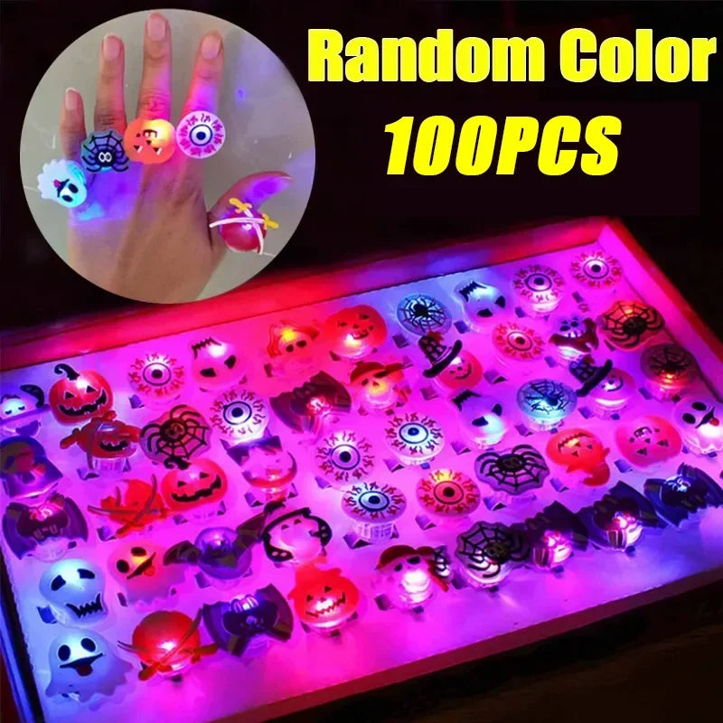 Halloween Glow Pumpkin Finger Rings – Bulk 50–200 Pcs Party Favors