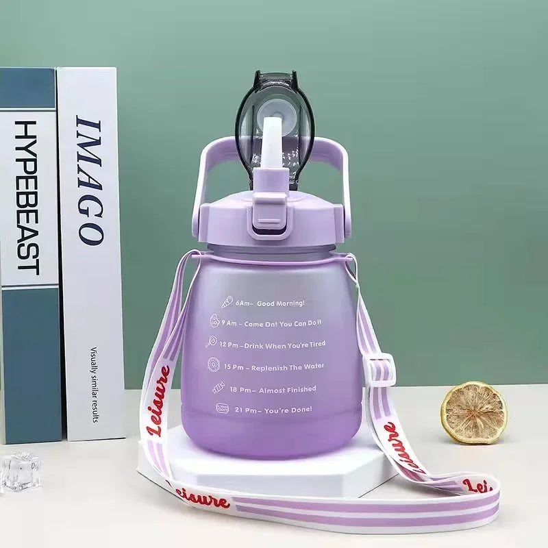 1200ml Frosted Sports Water Bottle with Shoulder Strap | BPA Free