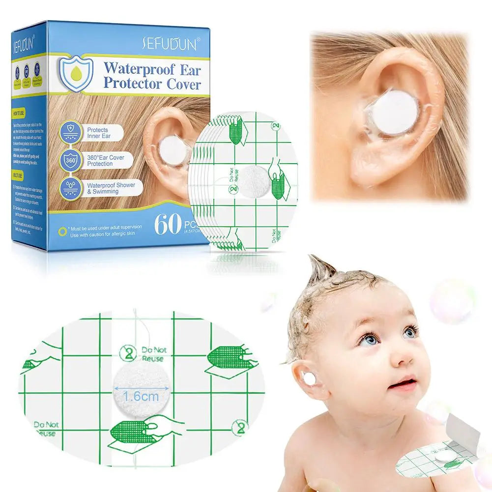 60-Pack Waterproof Ear Stickers for Swimming & Shower | Baby Safe Ear Protection Patches Peaceful Pleasures Health and Wellness