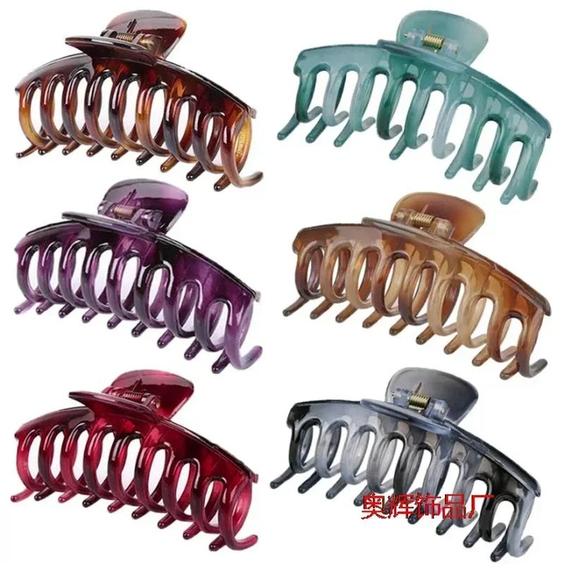 Fashion Acetate Leopard Print Hair Claws Geometric Crab Shape Clamp Styling Hair Clips for Women Girls Hairpin Hair Accessories Peaceful Pleasures Health and Wellness