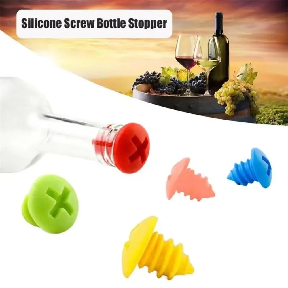 Rubber Wine Bottle Seal Stopper Oil Bottle Stopper New Threaded Shape Silicone Wine Bottle Stopper Multiple Colors Bar Tools Peaceful Pleasures Health and Wellness