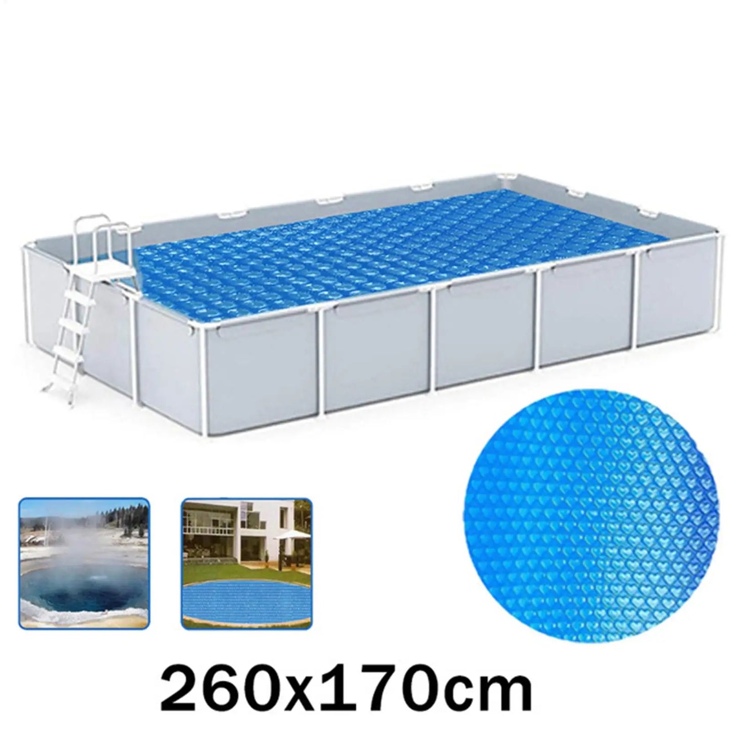Solar Pool Cover – PE Bubble Film Heat Insulation, 3 Sizes