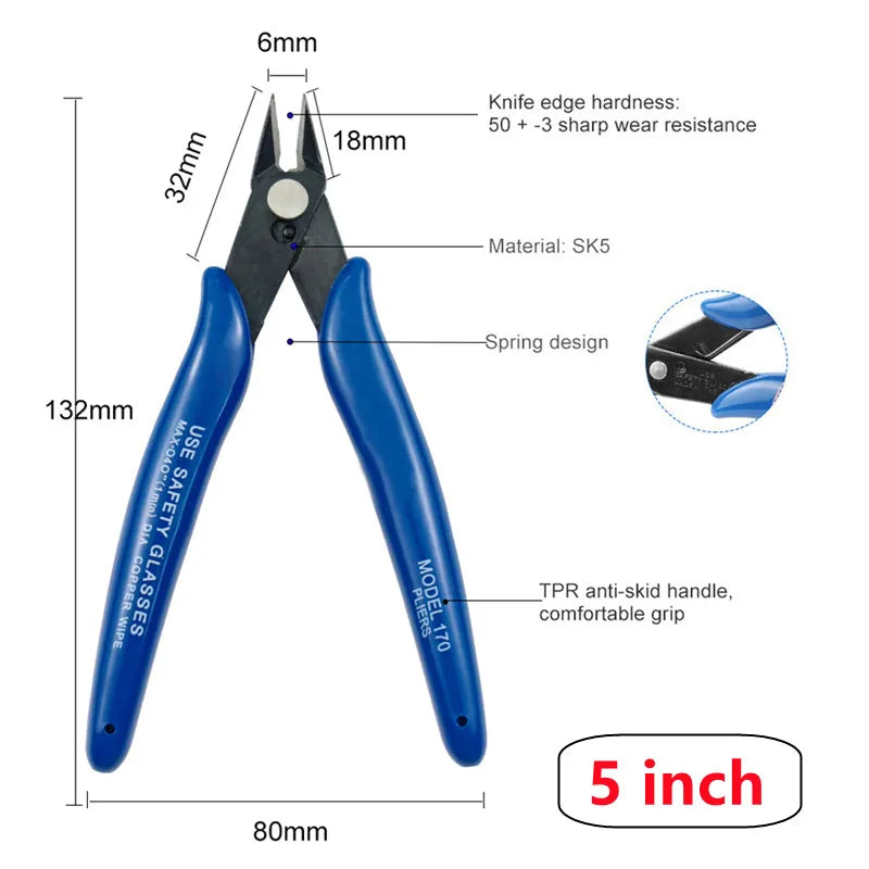 3.5/5 inch Wire Cable Cutter Multi-Functional Electrical Mini Cutting Plier Side Snips Flush Pliers Diagonal Cutting Pliers Tool Peaceful Pleasures Health and Wellness