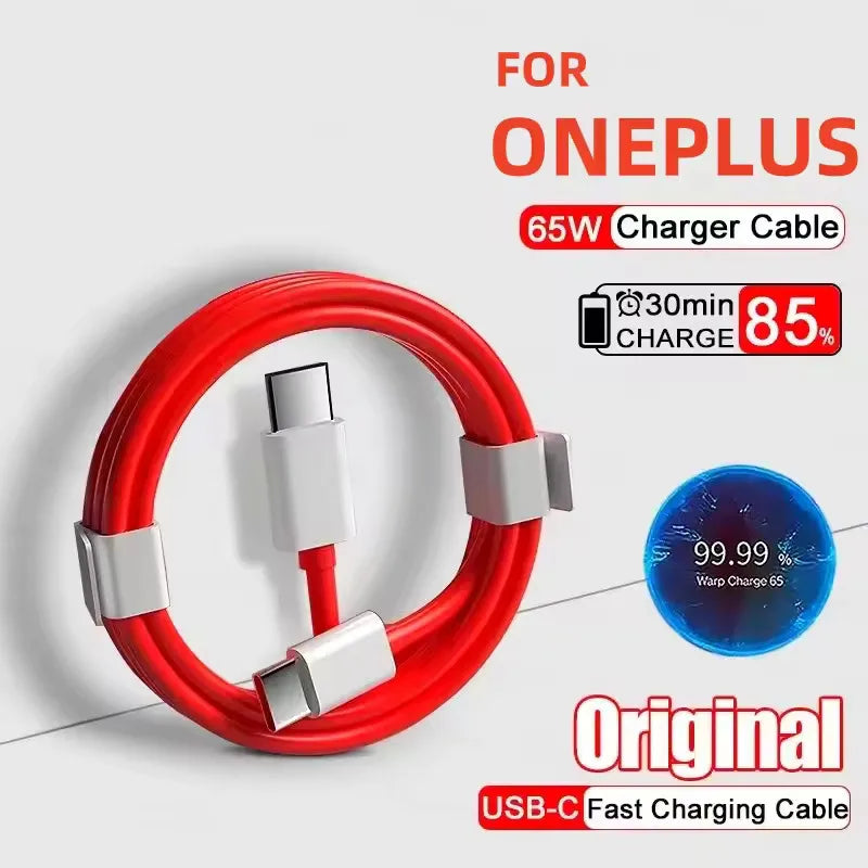 65W USB-C Fast Charge Cable for OnePlus 12 11 10T 9 8T 7T Pro