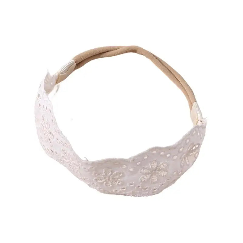 Embroidered Baby Headband – White Lace Infant Hair Ornament