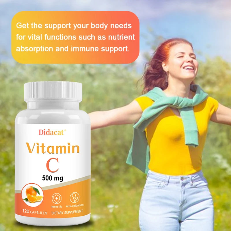 Vitamin C 500mg Capsules – Immune, Antioxidant & Skin Support
