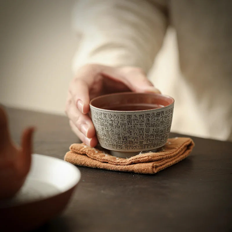 Eastern Zen Gaiwan Tea Cup | Heart Sutra Chinese Ceramic