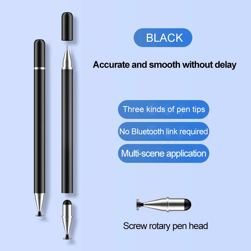 3-in-1 Capacitive Stylus For Touch Screen Stylus Pen For Tablet Touch Pen For Cell Phone Universal Capacitive Pencil For Phone Peaceful Pleasures Health and Wellness Black