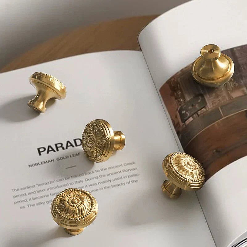 Brass Single Hole Cabinet Handle | Gold Copper Luxury Furniture
