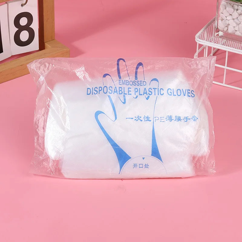 Disposable Plastic Gloves Latex Free Powder Free Clear Polyethylene Hand Gloves Non-Sterile for Cleaning- Cooking Kitchen Tools Peaceful Pleasures Health and Wellness 100PCS-Bulk
