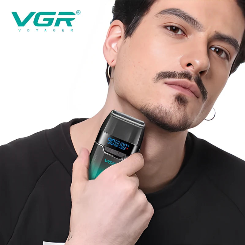 VGR New Shaver Gradient Color Body High end Hair Trimmer Intelligent Digital Display Shaver High speed Dual blade Shaver V-308 Peaceful Pleasures Health and Wellness