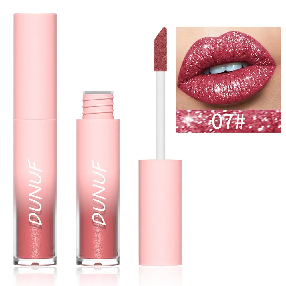 DUNUF Glitter Lip Gloss 18 Colors | Diamond Shimmer Liquid Lipstick