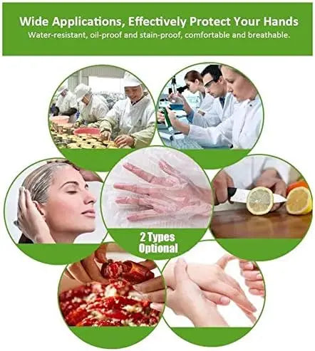 Disposable Plastic Gloves Latex Free Powder Free Clear Polyethylene Hand Gloves Non-Sterile for Cleaning- Cooking Kitchen Tools Peaceful Pleasures Health and Wellness
