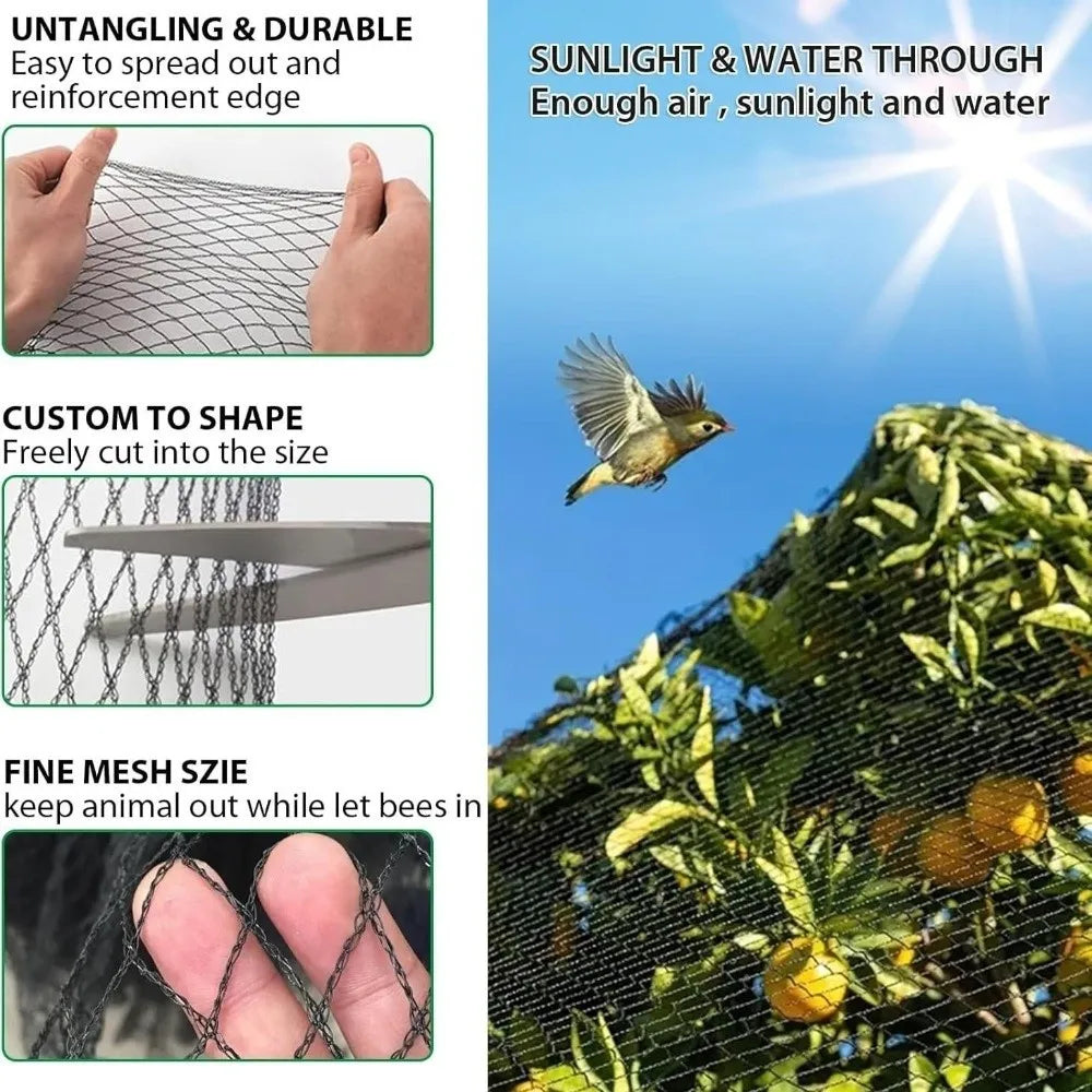 Heavy Duty Black Garden Bird Netting – Reusable PE Mesh